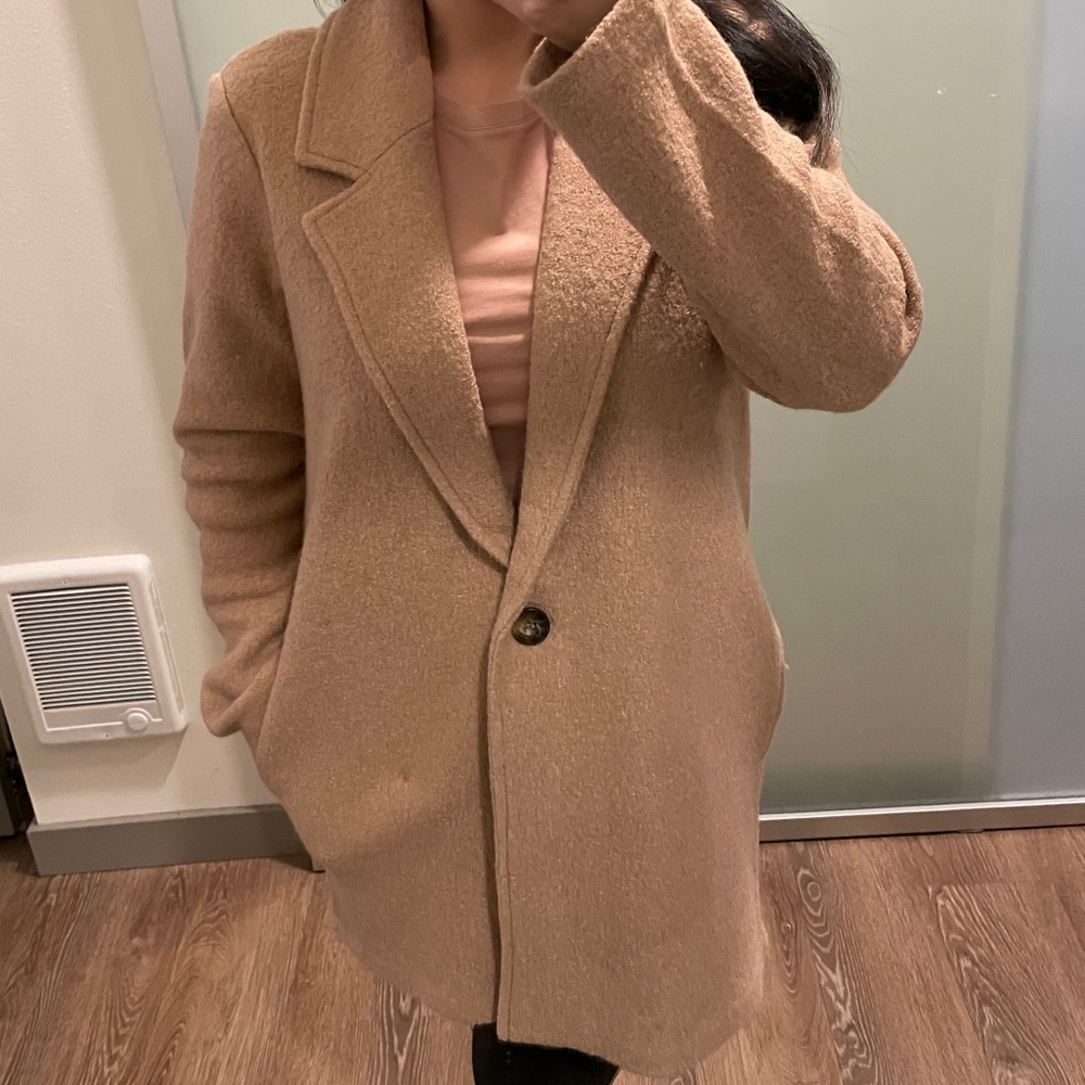 Rachel Zoe Camel Single Button Wool Blend Coat